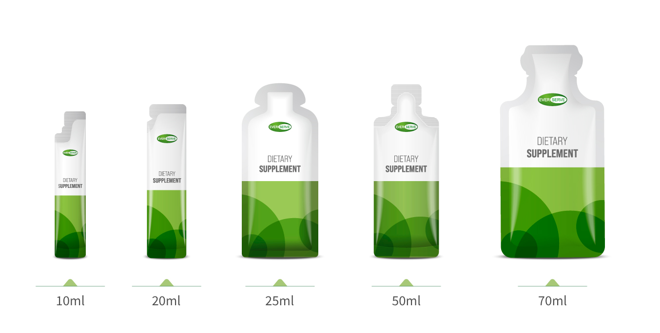 長利奈米保健食品ODM及OEM代工劑型包裝-各容量的造型液劑鋁袋